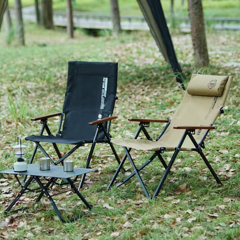 Outdoor Camping Lounge Chairs - Składane krzesło plażowe/kempingowe z wysokim oparciem,