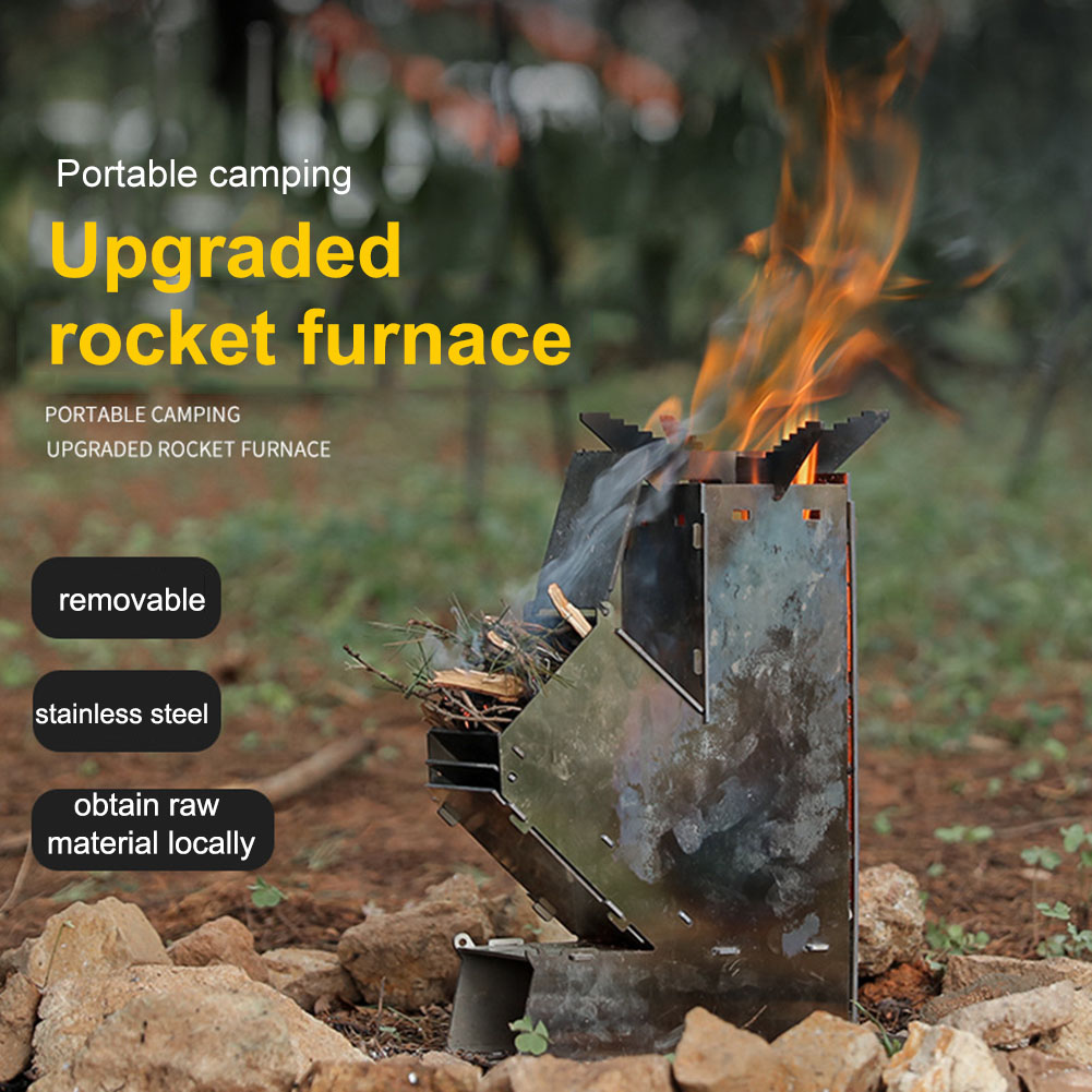 Outdoor Camping Wood Burning Stove - Przenośna, odłączana kuchenka do pieczenia na