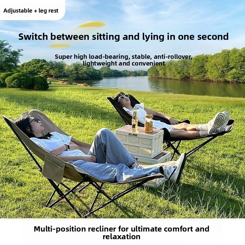 Outdoor Camping Lounge Chairs - Krzesło księżycowe z czterema regulowanymi podpórkami