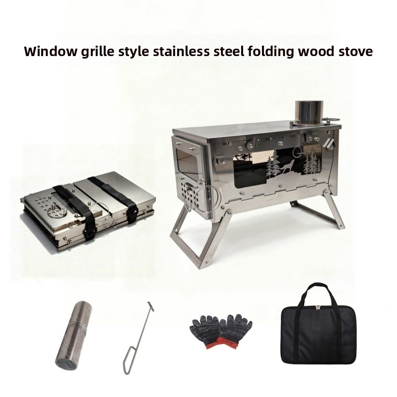Outdoor Camping Wood Burning Stove - Składany przenośny piec na drewno ze
