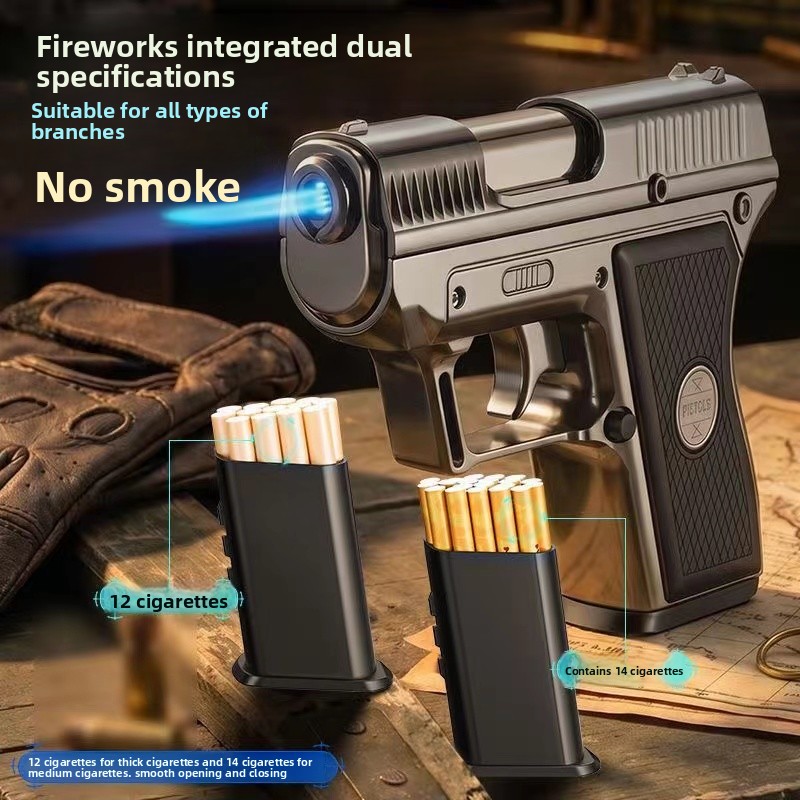 Outdoor Windproof Lighter - Wiatroodporny pasek, 3 etui na papierosy,