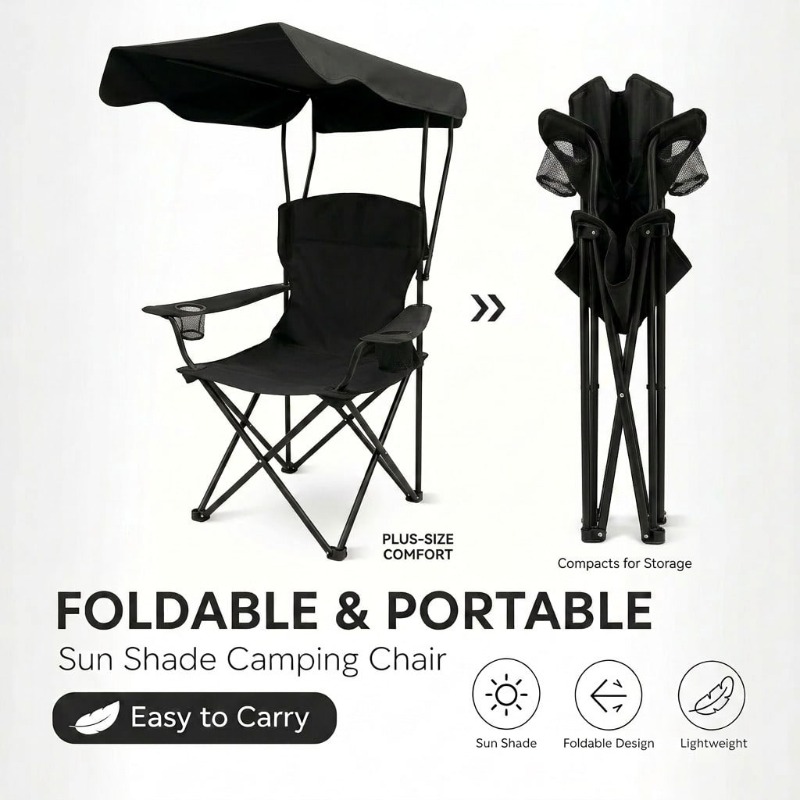 Outdoor Camping Lounge Chairs - Krzesło kempingowe z baldachimem, składane i