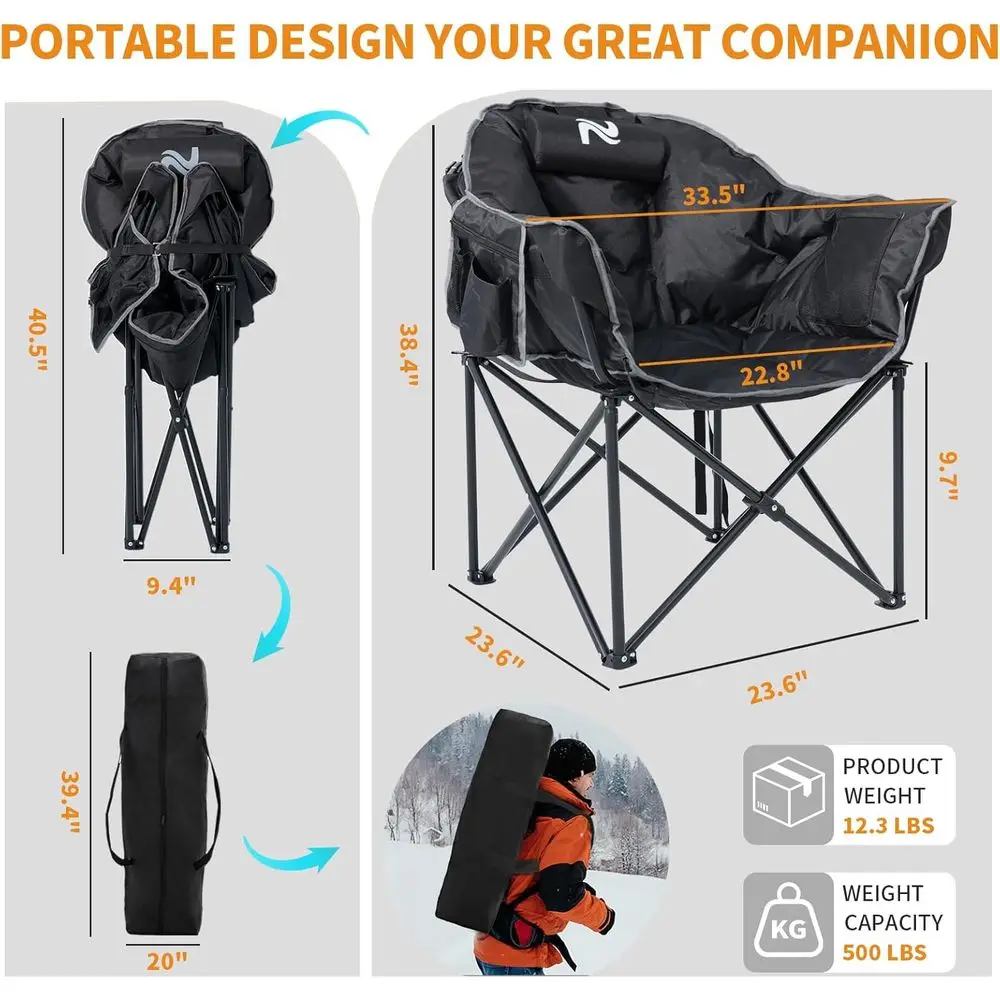 Przenośny, podgrzewany fotel w – Outdoor Camping Lounge Chairs recenzja i cena