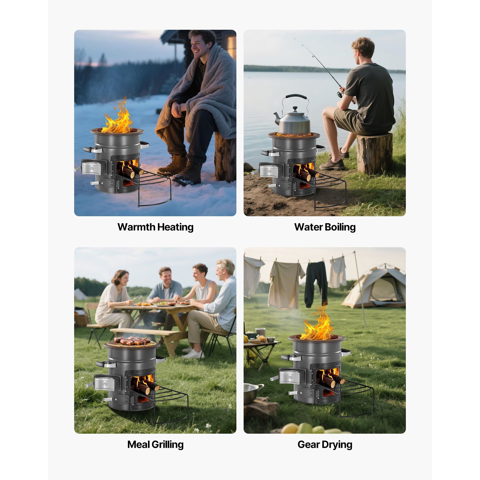 Przenośny piecyk rakietowy na  – Outdoor Camping Wood Burning Stove recenzja i cena