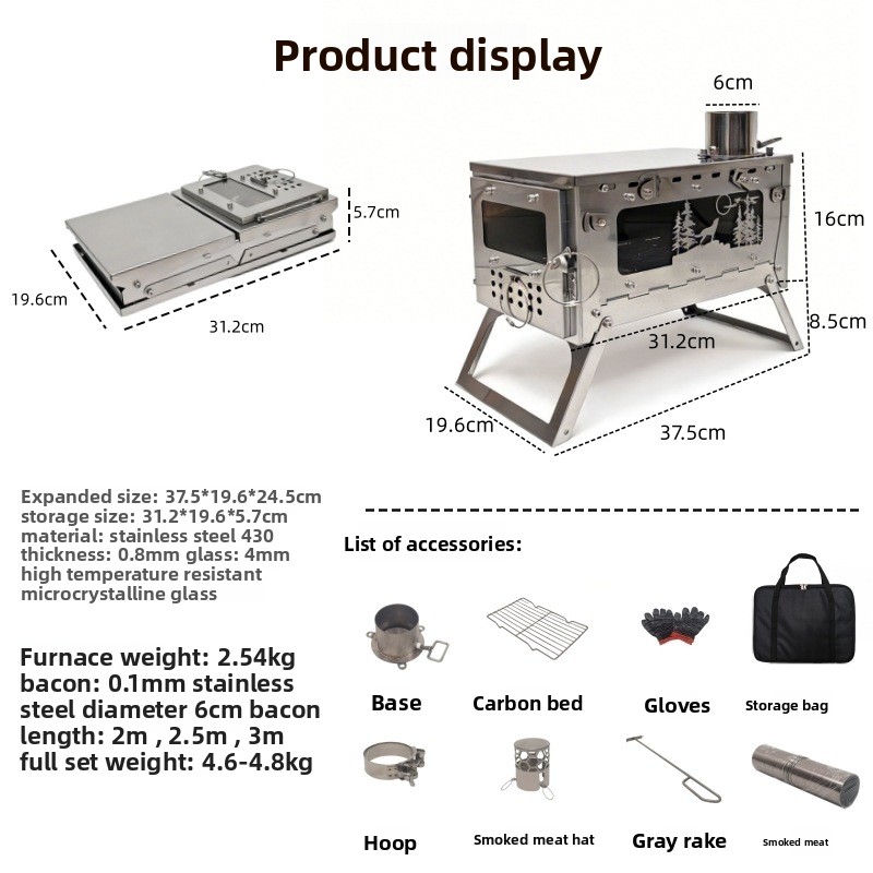Składany przenośny piec na dre – Outdoor Camping Wood Burning Stove recenzja i cena
