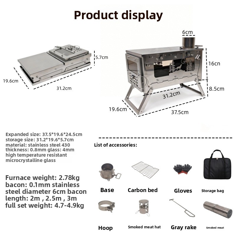 Składany przenośny piec na dre – Outdoor Camping Wood Burning Stove recenzja i cena