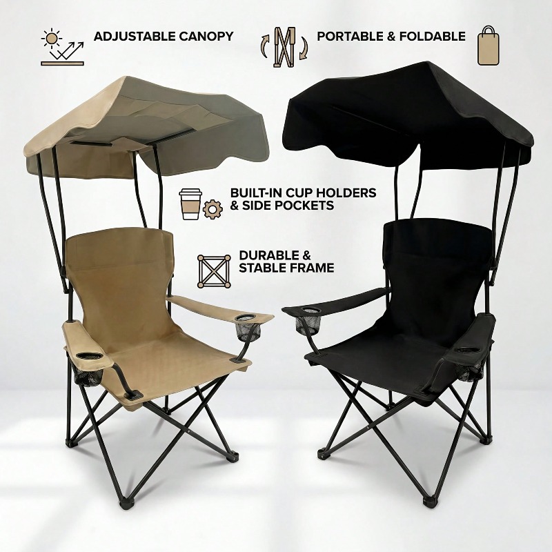 Krzesło kempingowe z baldachim – Outdoor Camping Lounge Chairs recenzja i cena